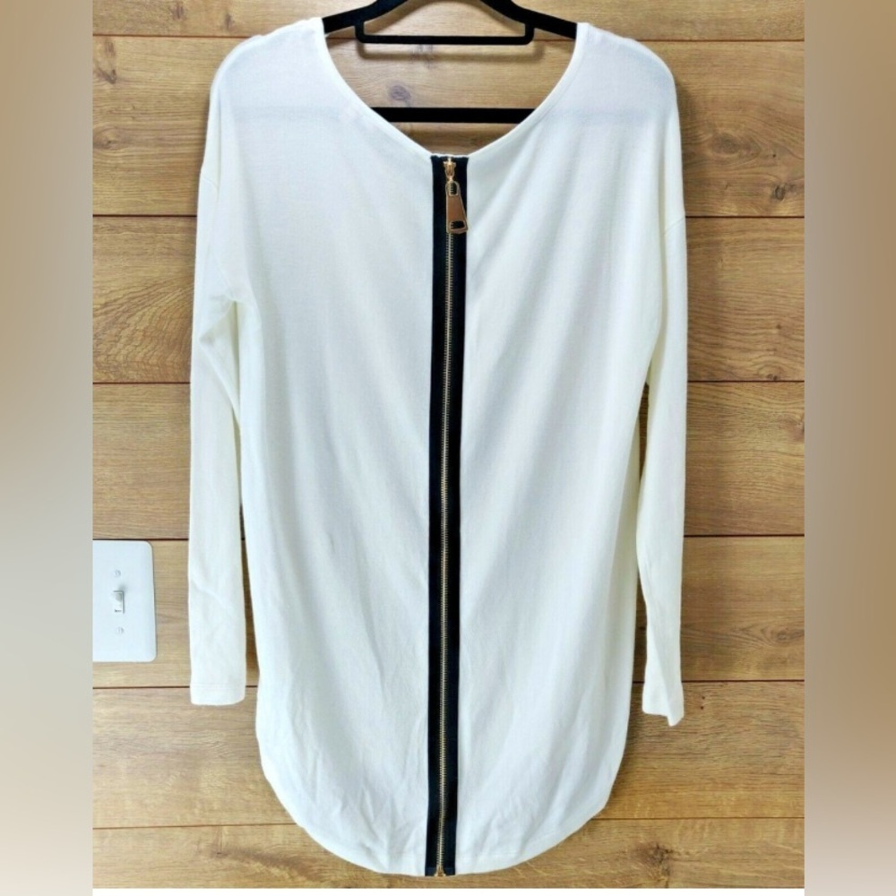 Soft Surroundings Women's Margulies Zipper Back Sweater Tunic Shirt Size M Ivory - Picture 4 of 12